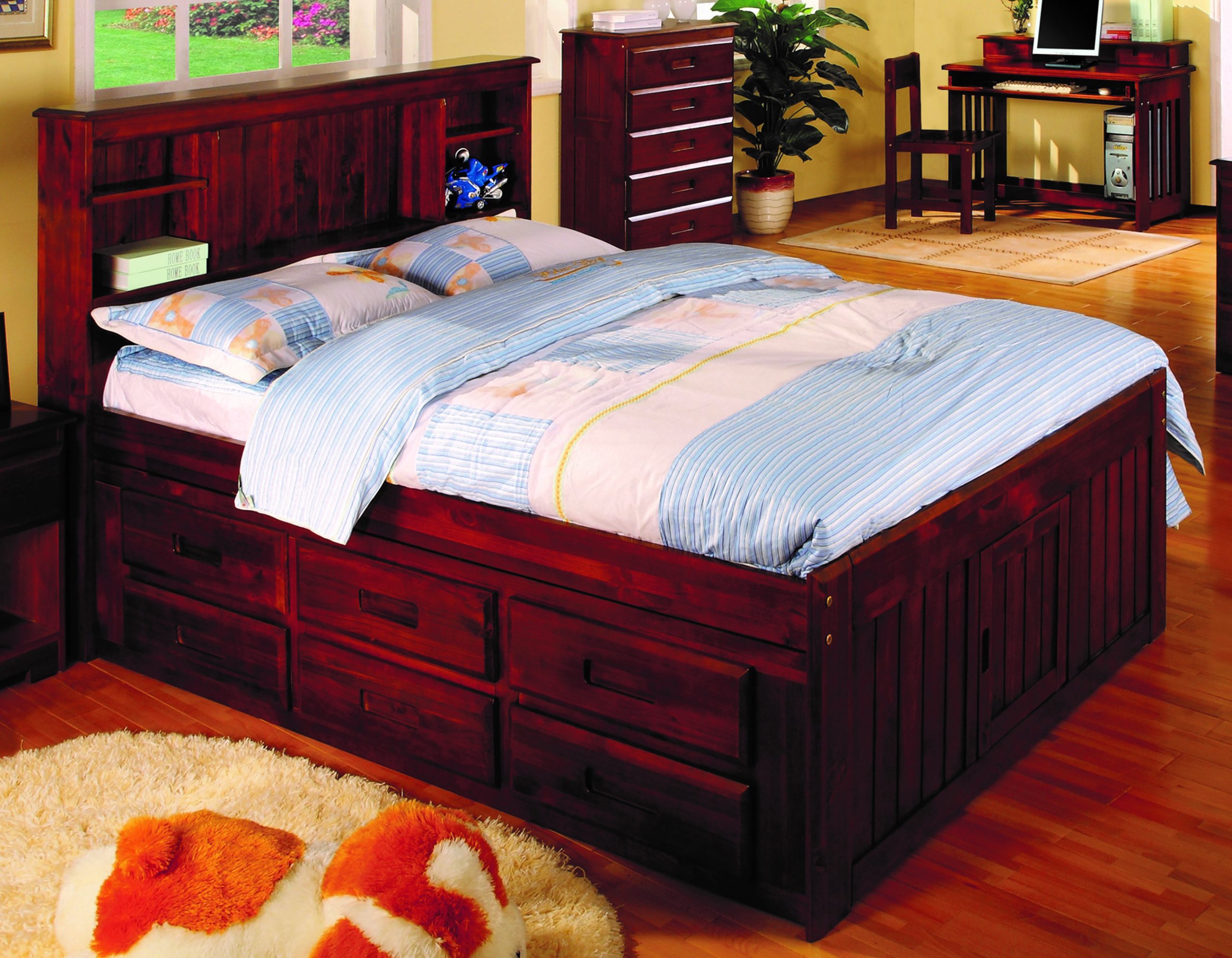 Full Merlot Bookcase (w Trundle or Drawers)